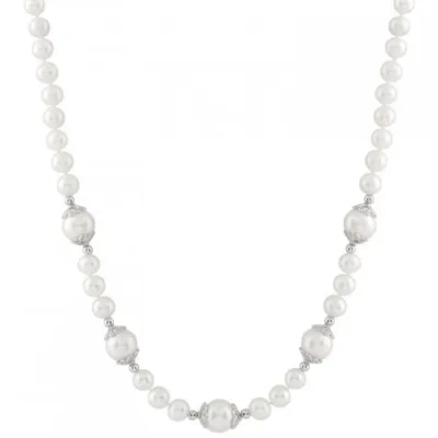 Sterling Silver 6-12mm Freshwater Pearls 18" Necklace