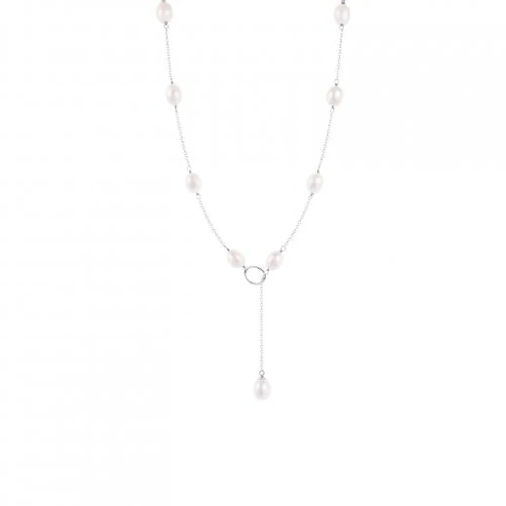 Sterling Silver 7.5-8mm Freshwater Pearls 18" Necklace