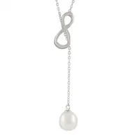 Sterling Silver 7.5-8mm Freshwater Pearls 18" Infinity Necklace