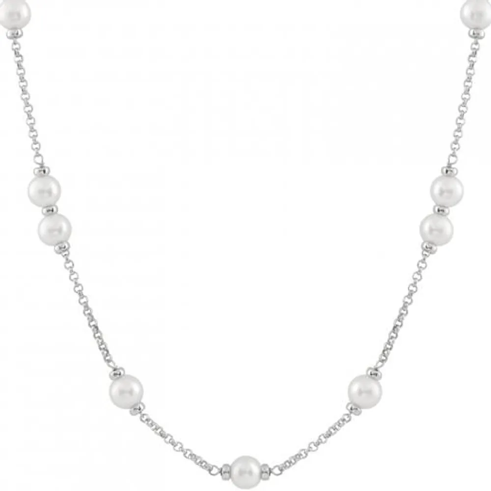 Sterling Silver 8-9mm White Pearls 18" Necklace