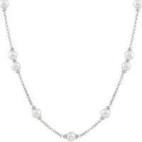Sterling Silver 8-9mm White Pearls 18" Necklace
