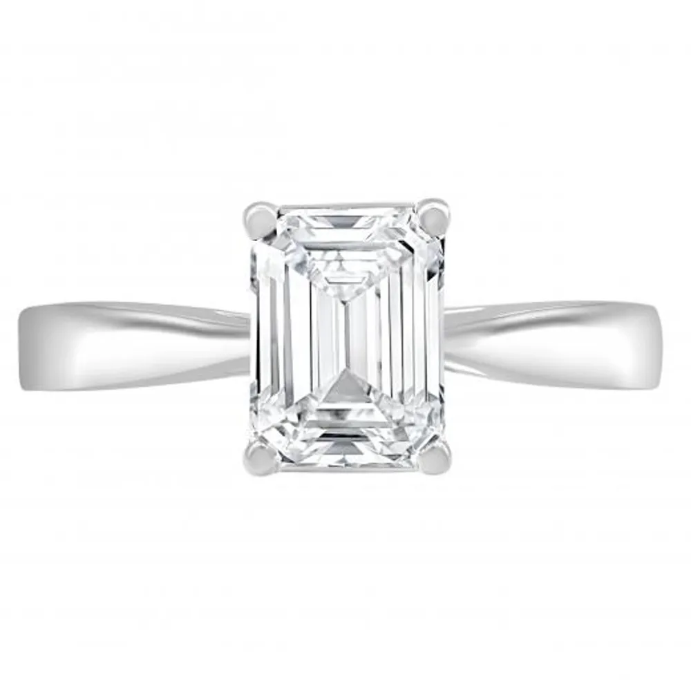 14K White Gold Lab Grown Emerald Cut Diamond 1.90CT SI1/GH