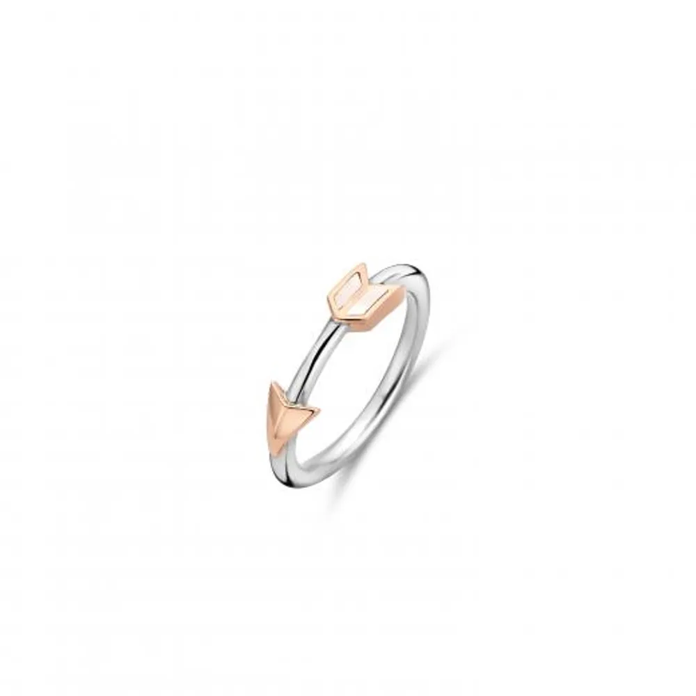 Ti Sento Funky Arrow Silver and Rose Gold-Tone Ring