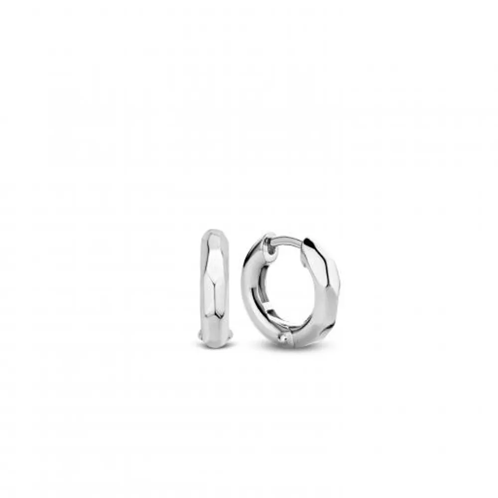 Ti Sento Geometry Silver Huggie Earrings