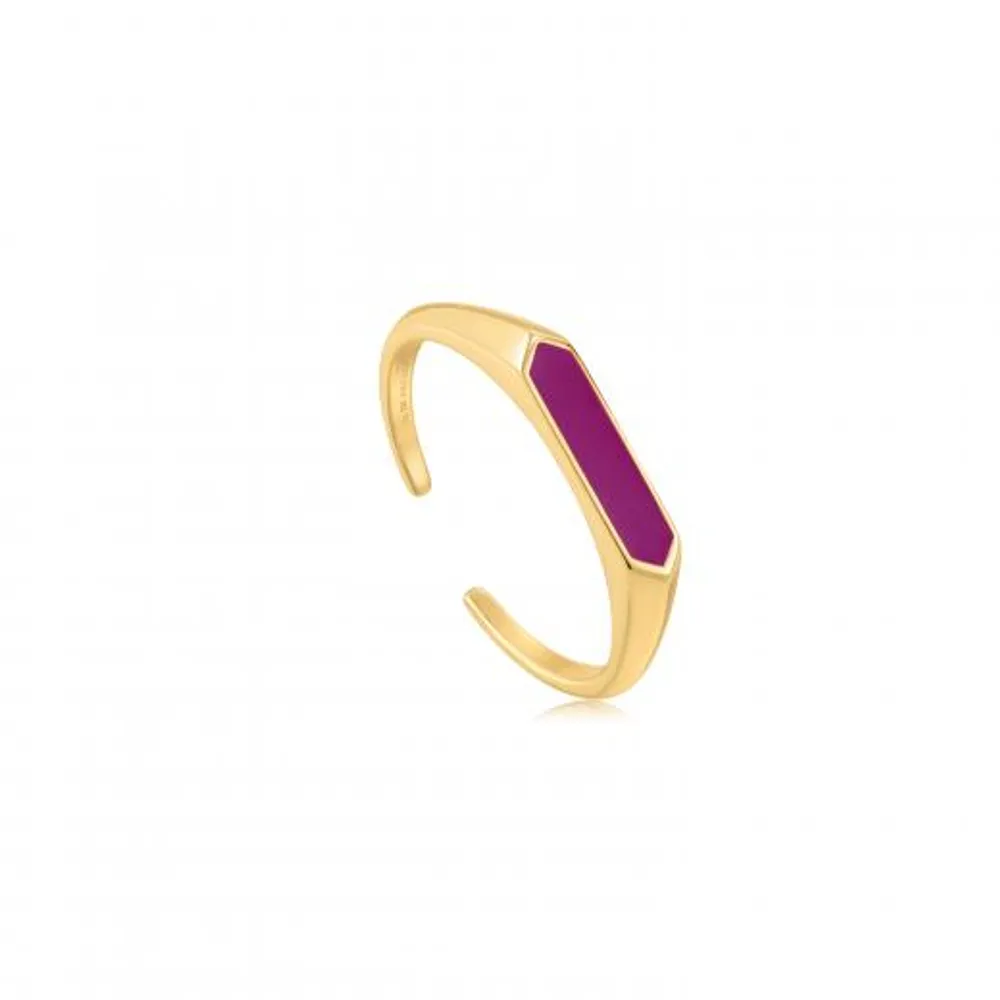 Ania Haie Berry Enamel Gold Bar Adjustable Ring