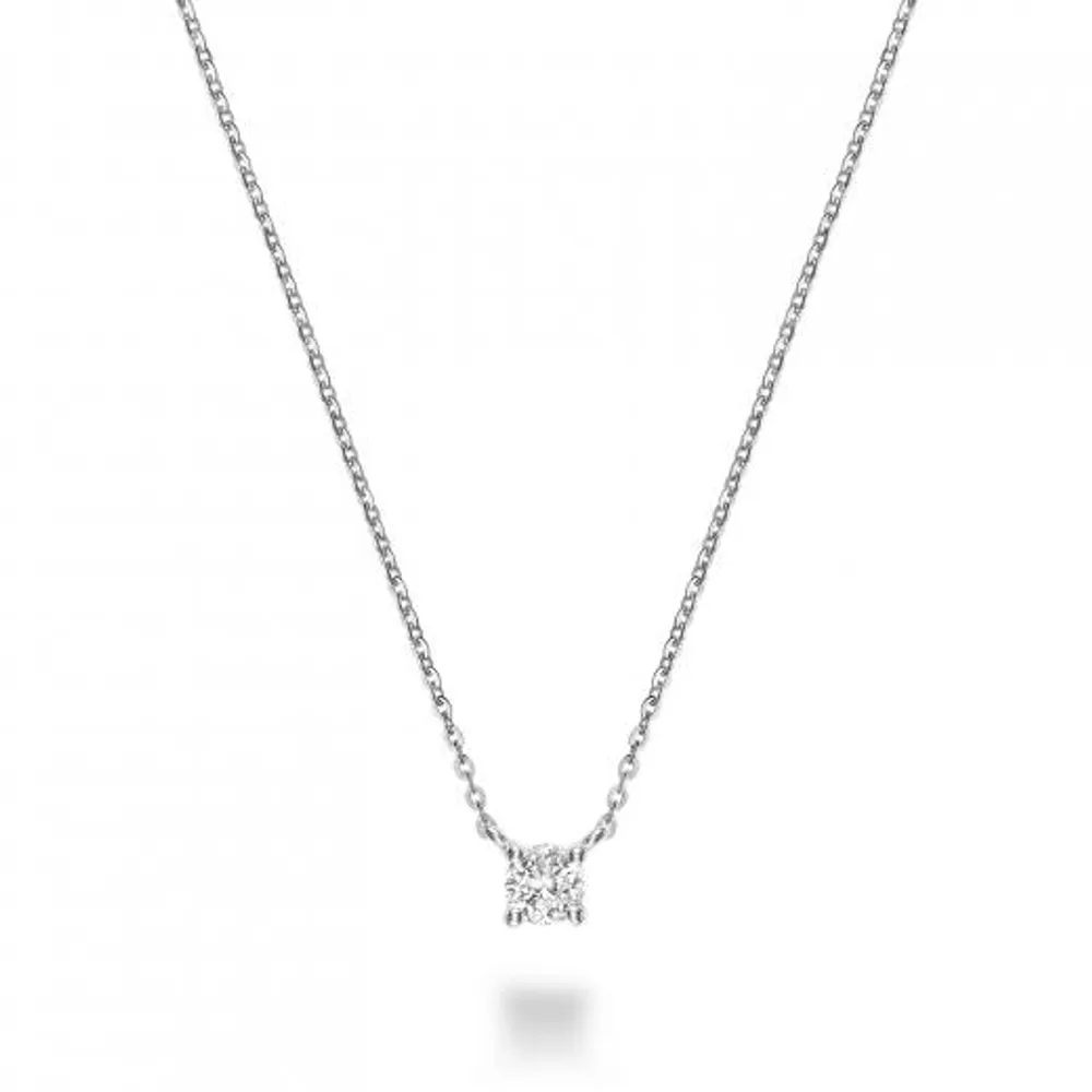 10K White Gold 0.07CT Diamond Solitaire Pendant