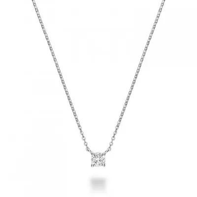 10K White Gold 0.07CT Diamond Solitaire Pendant