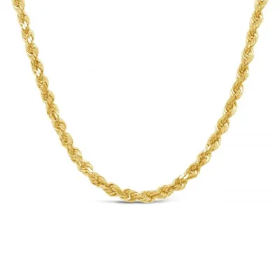 10K Yellow Gold 20" 2mm Semi Solid Diamond Cut Rope Chain