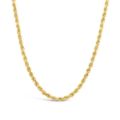 10K Yellow Gold 24" 2mm Semi Solid Diamond Cut Rope Chain