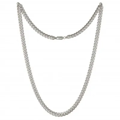 Sterling Silver 24" 7.2mm Pave Cut Curb Chain