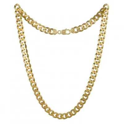 Vermeil Sterling Silver 18K Yellow Gold Plated 24" 10.8mm Curb Chain