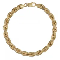 Vermeil Sterling Silver 18K Yellow Gold Plated 9.5" 7.2mm Rope Bracelet