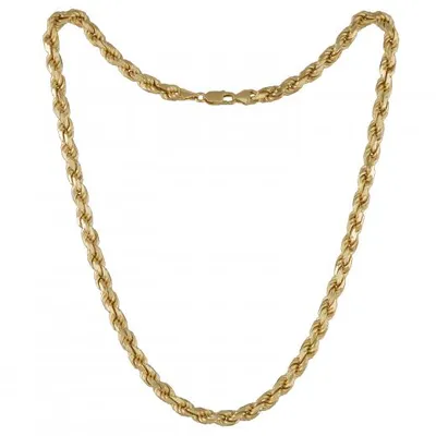 Vermeil Sterling Silver 18K Yellow Gold Plated 24" 7.2mm Rope Chain