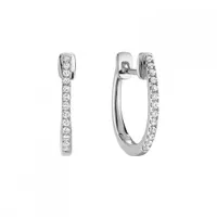 10K White Gold 0.07CTW Diamond Hoops