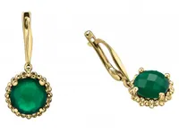 10K Yellow Gold Green Onyx Earrings