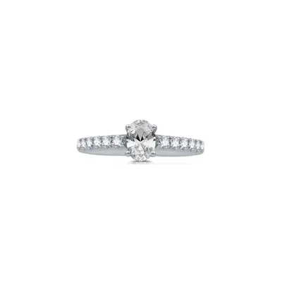 14K White Gold Lab Grown 1.44CTW Diamond Solitaire Plus Ring