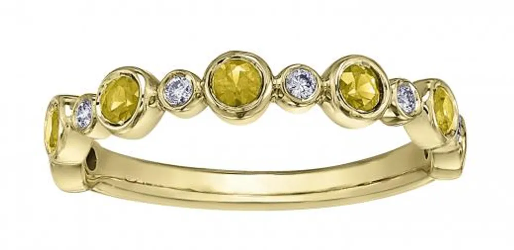 10K Yellow Gold Yellow Sapphire & Diamond Ring