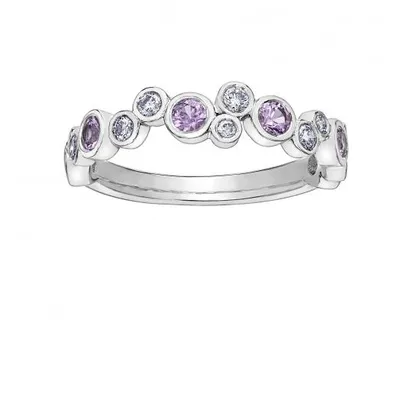 10K White Gold Pink Sapphire & Diamond Ring