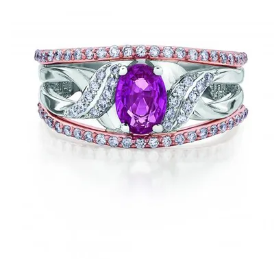 10K White Gold Pink Sapphire & Diamond Ring