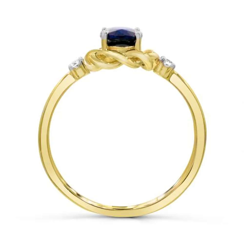 10K Yellow Gold Blue Sapphire & Diamond Ring