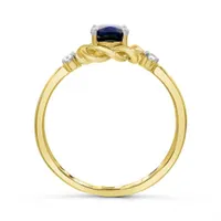 10K Yellow Gold Blue Sapphire & Diamond Ring