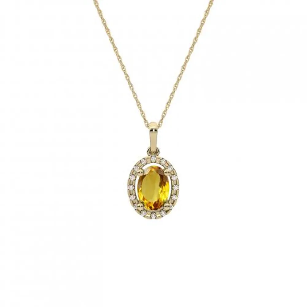 10K Yellow Gold Citrine & Diamond Pendant