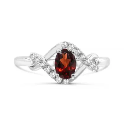 Sterling Silver Garnet & White Topaz Ring