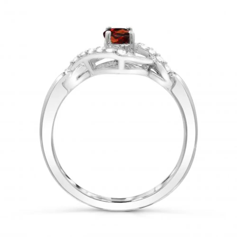 Sterling Silver Garnet & White Topaz Ring