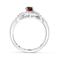 Sterling Silver Garnet & White Topaz Ring