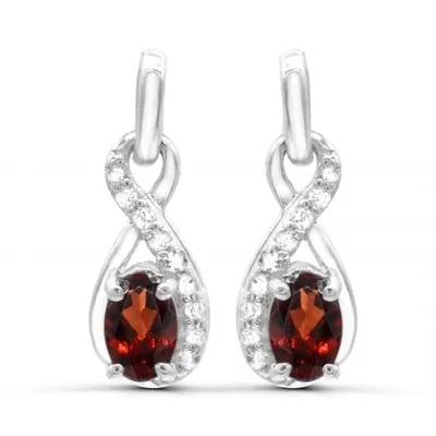 Sterling Silver Garnet & White Topaz Earrings