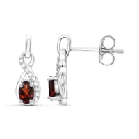 Sterling Silver Garnet & White Topaz Earrings