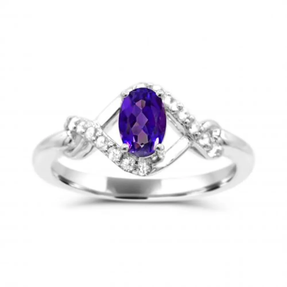 Sterling Silver Amethyst & White Topaz Ring