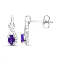 Sterling Silver Amethyst & White Topaz Earrings