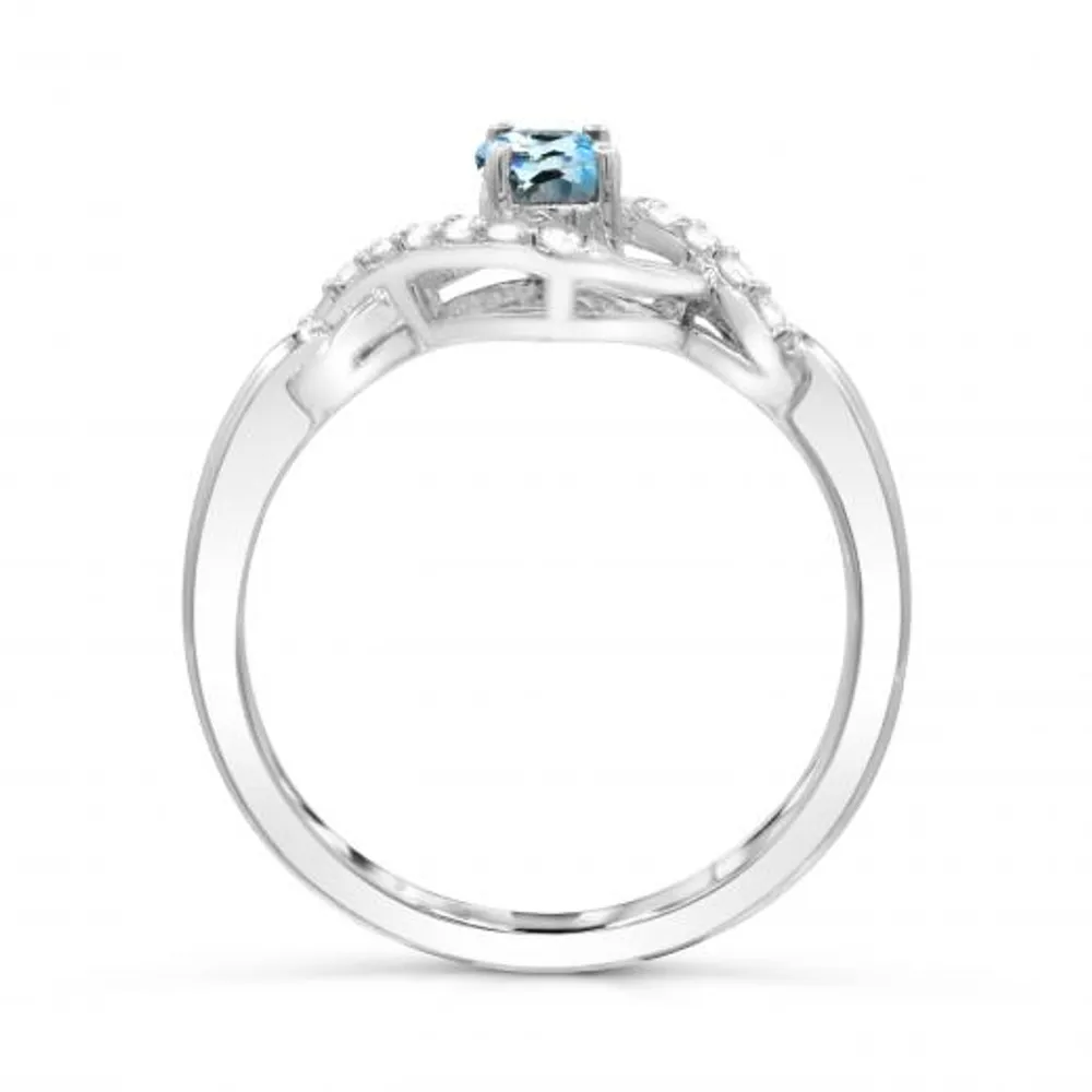 Sterling Silver Aquamarine & White Topaz Ring