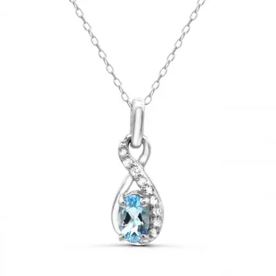 Sterling Silver Aquamarine & White Topaz Pendant