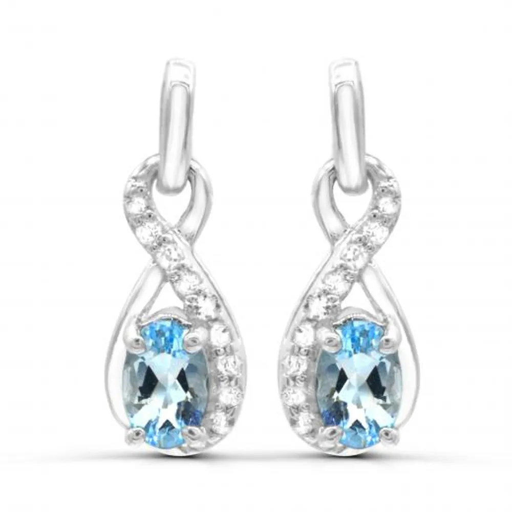 Sterling Silver Aquamarine & White Topaz Earrings