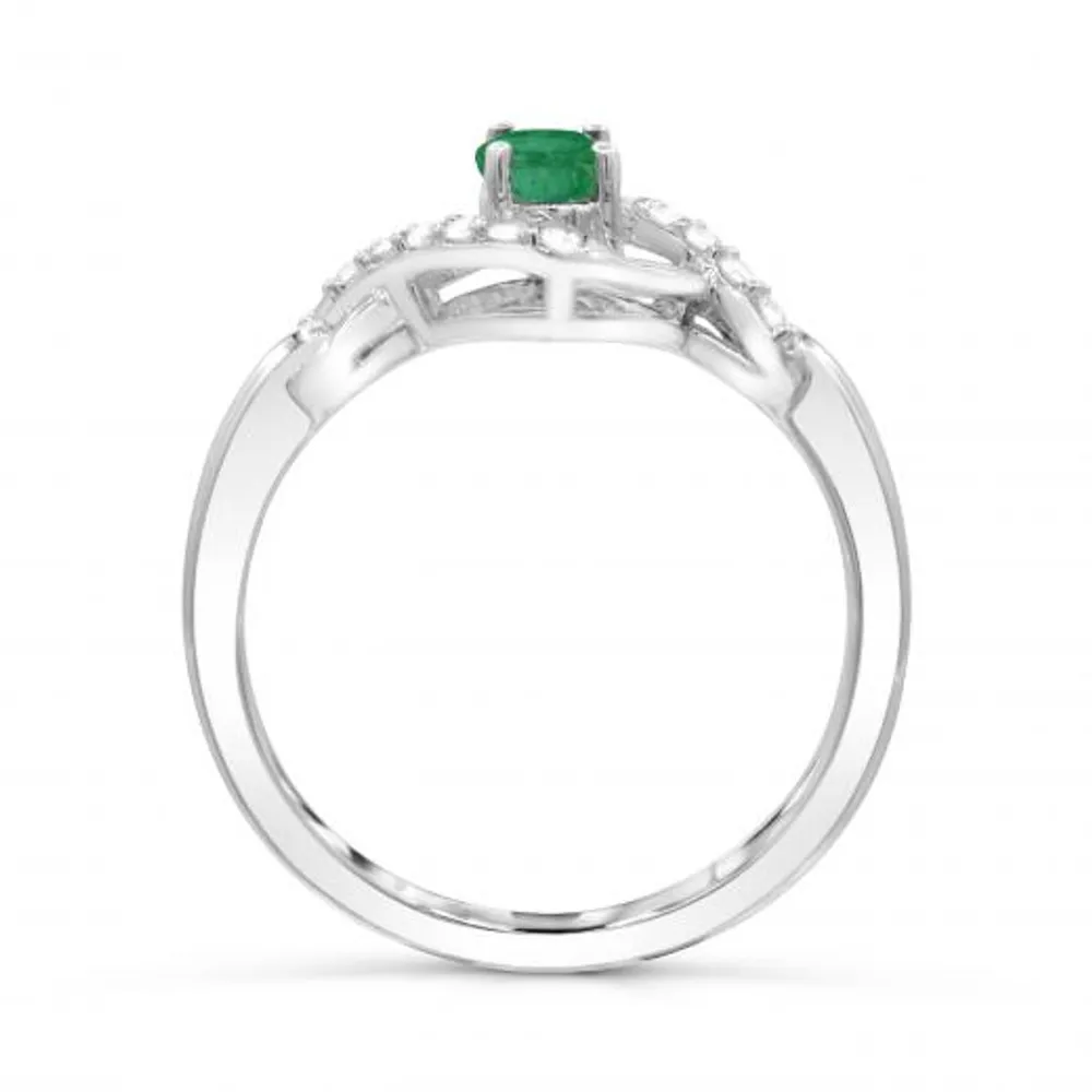 Sterling Silver Emerald & White Topaz Ring