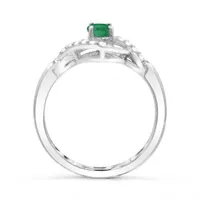 Sterling Silver Emerald & White Topaz Ring