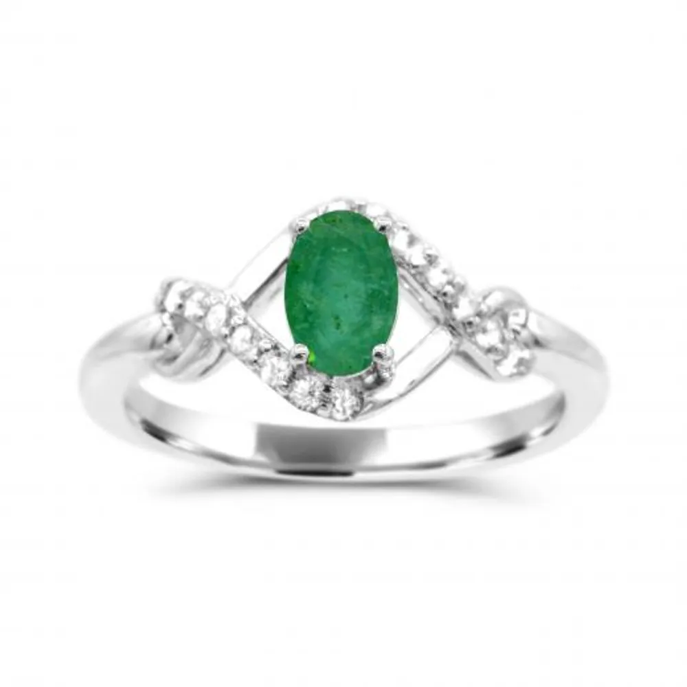 Sterling Silver Emerald & White Topaz Ring