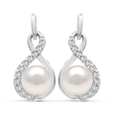 Sterling Silver Pearl & White Topaz Earrings