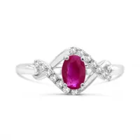 Sterling Silver Ruby & White Topaz Ring