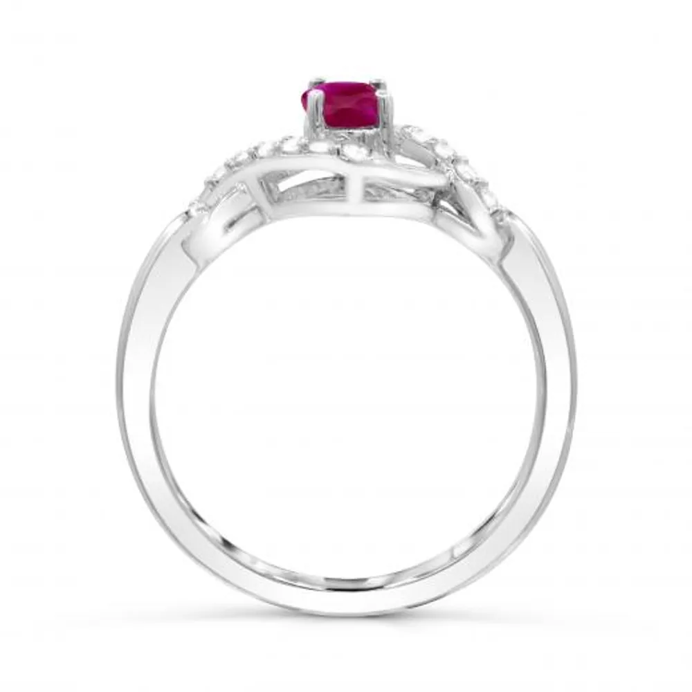 Sterling Silver Ruby & White Topaz Ring