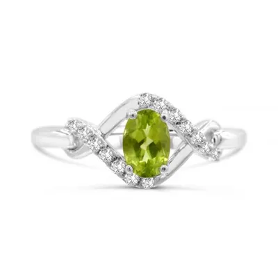 Sterling Silver Peridot & White Topaz Ring