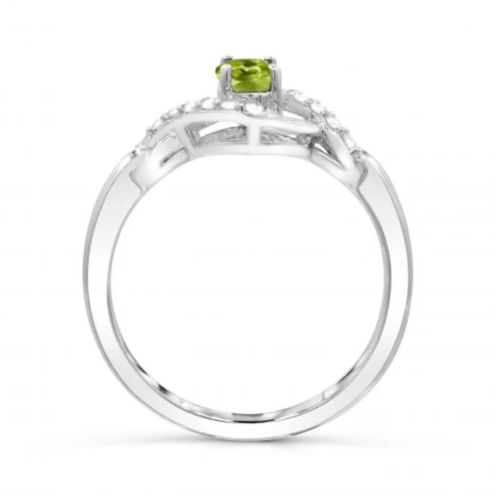 Sterling Silver Peridot & White Topaz Ring