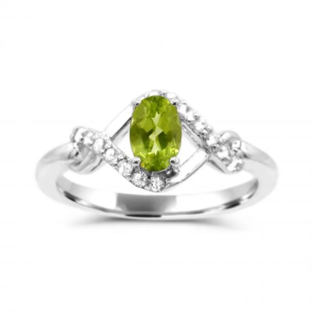 Sterling Silver Peridot & White Topaz Ring