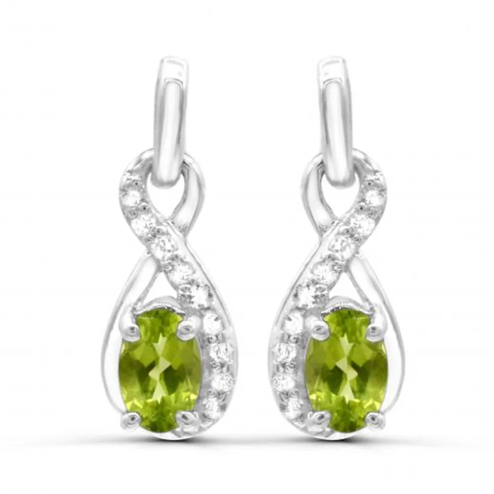 Sterling Silver Peridot & White Topaz Earrings