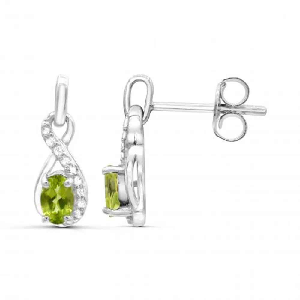 Sterling Silver Peridot & White Topaz Earrings