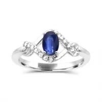 Sterling Silver Blue Sapphire & White Topaz Ring