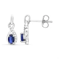 Sterling Silver Blue Sapphire & White Topaz Earrings