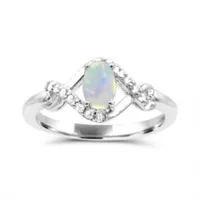Sterling Silver Opal & White Topaz Ring